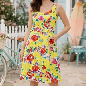 LAUREN Cotton Floral Dress